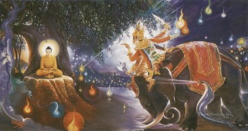 mara and his army failed to prevent the bodhisatta from attaining enlightenment Buddhism Oil Paintings